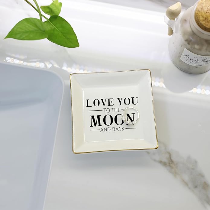 HOME SMILE Ceramic Ring Dish Jewelry Tray for Mom Sister Friends