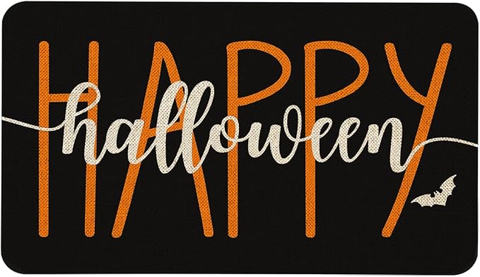 Happy Halloween Welcome Doormat 30x17 Inch Halloween Front Door Mat Indoor Outdoor Entrance Floor Mats Non-Slip Washable Seasonal Home Decor Rugs