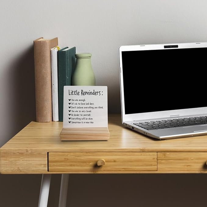 Little Reminders You are Enough Desk Plaque Sign with Stand,Dorm Signs for College Girls, Inspirational Signs Decor for Office Dorm Desk,Back to School Gifts for College Students Girls Boys