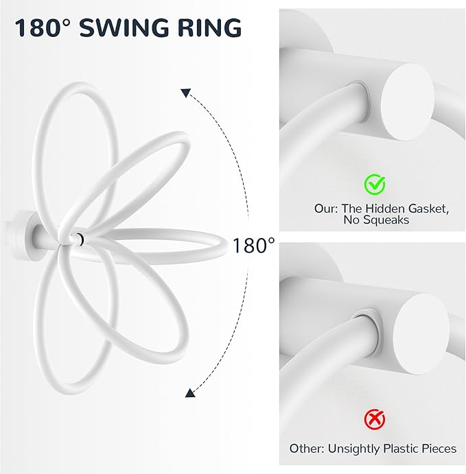 FORIOUS Toilet Paper Holder Wall Mount, SUS304 Stainless Steel Double Post Pivoting Tissue Roll Holder and Hand Towel Ring Set for Bathroom, RV, Bathroom Hardware Accessories Set, White