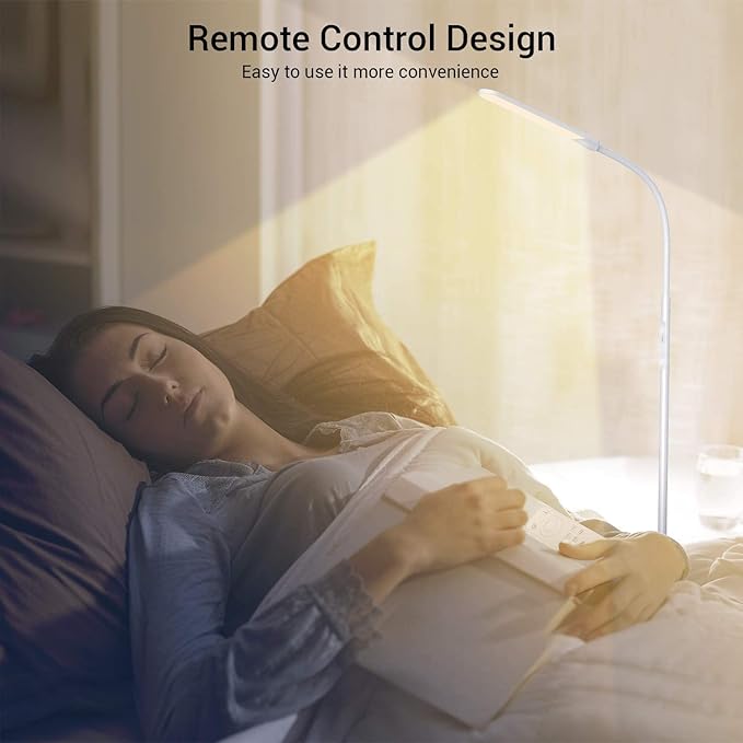 NXONE Led Floor Lamp,Modern Reading Adjustable Standing Height 4 Colors and Stepless Brightness Work Lamp for Living Room Bedroom Reading, White