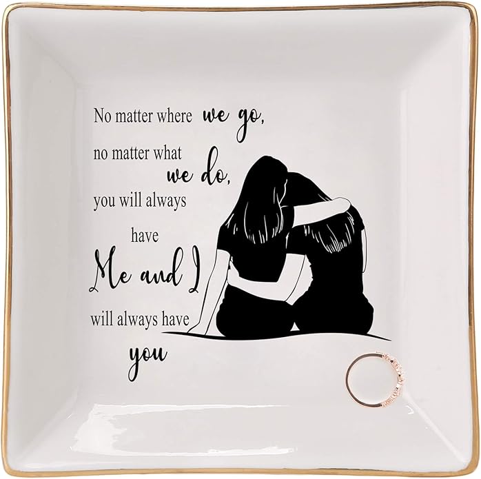 HOME SMILE Ceramic Ring Dish Jewelry Tray for Mom Sister Friends