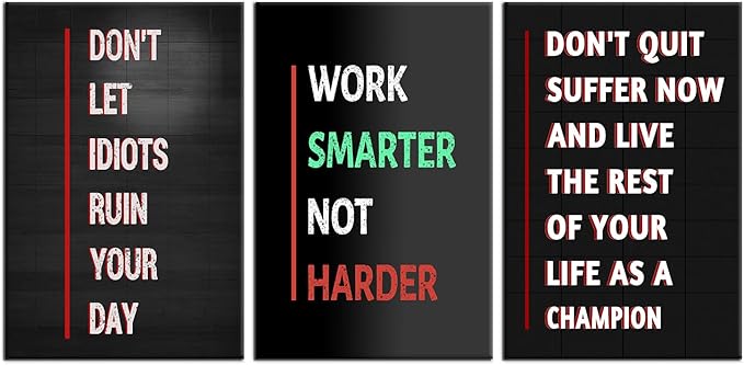 Inspirational Poster Wall Art 3 Pieces Motivational Quotes Picture Print on Canvas Inspiring Office Decor Painting Artwork for Modern Home Bedroom Classroom Office Stretched and Framed [48''Hx24''W]