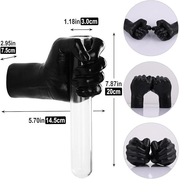 2 Pieces Wall Sculptures, Hands Vase Home Decor, Wall Mount Art Sculpture, Unique Wall Art Statue, Funky Flower Vase Decorations, Modern Eclectic Hanging Decor,Hands Statue (Black)