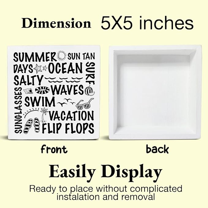 Summer Sign Decor Summer Wood Block Sign Home Beach House Desk Table Shelf Decoration