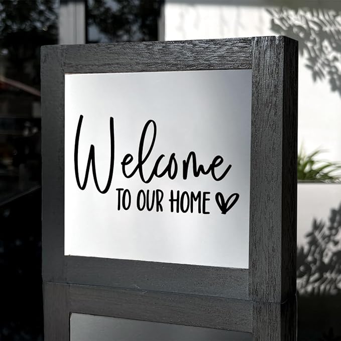Welcome Sign, Wooden Box Signs for Home Decor, Farmhouse Decor for Entryway, Front Door Decors, Porch Decors, Housewarming Tabletop sign, Welcome To Our Home (C4)