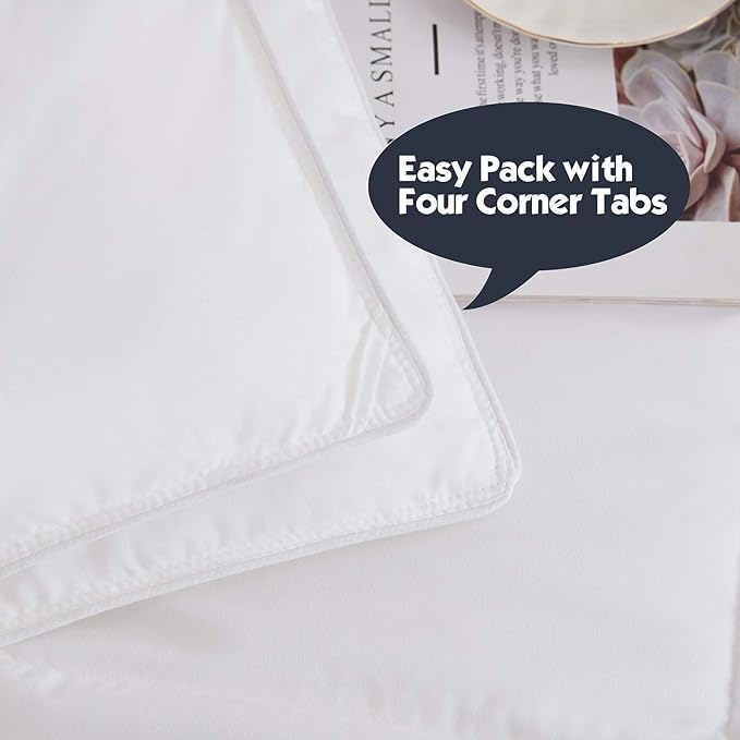 HIG 3pc Down Alternative Comforter Set - All Season Reversible Comforter with Two Shams - Quilted Duvet Insert with Corner Tabs -Box Stitched - Breathable, Soft, Fluffy (Full/Queen, Pure White)