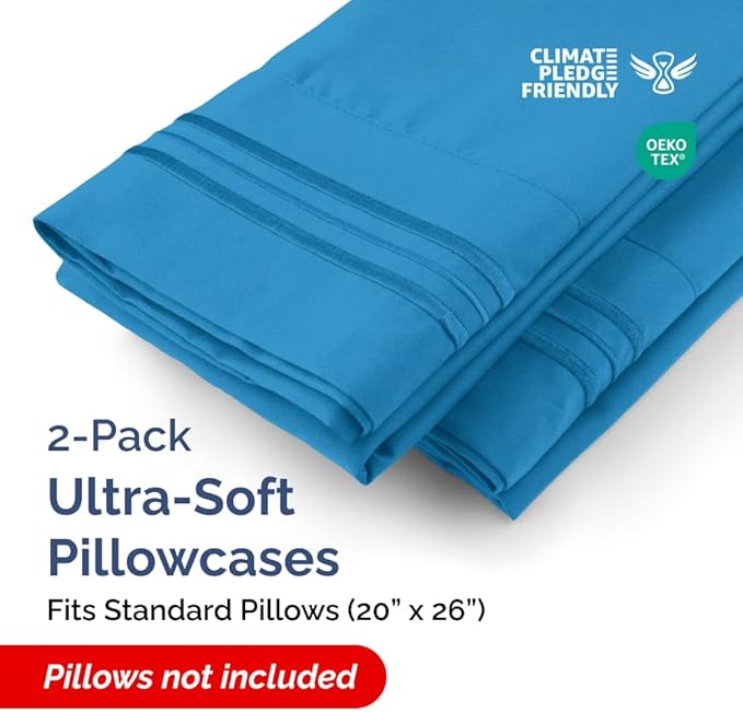 New Pillow Cases, Standard, Denim Blue