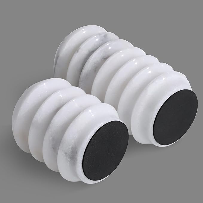 HofferRuffer Marble Candlestick Holders, Set of 2 Natural Stone Candle Holder Decorative Candle Stands for Wedding, Dinning, Party, Table Centerpieces, Fits 3/4'' Thick Candles (MarbleWhite)