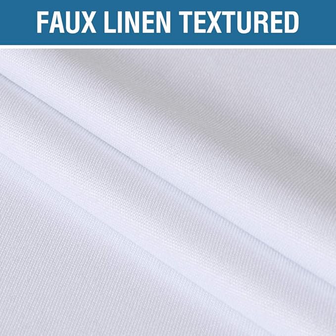 H.VERSAILTEX 100% Blackout Curtains for Bedroom 84 Inches Long Grommet Linen Face Full Light Blocking Curtain Drapes for Living Room Thermal Insulated Linen Look Curtains 2 Panels Set, Bright White