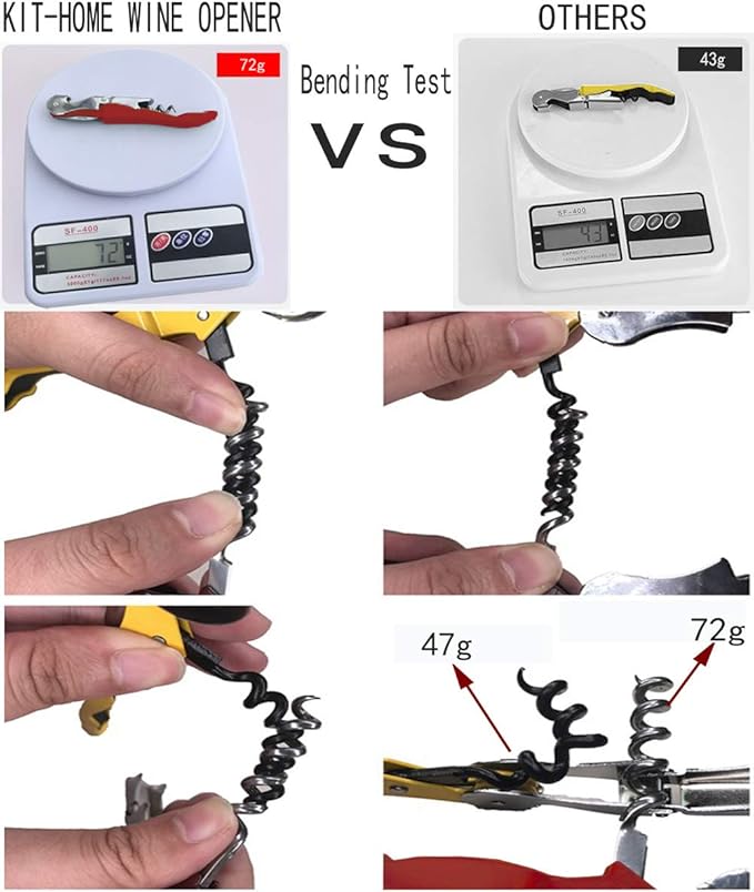 Professional Waiter Corkscrew Wine Openers Set, Heavy Duty Stainless Steel Hinges Wine Key for Restaurant Waiters, Sommelier, Bartenders