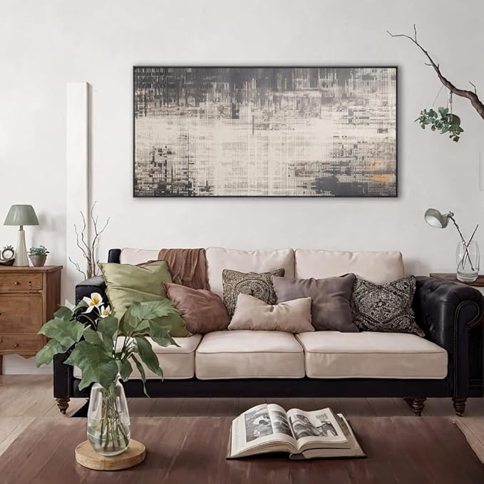 Wall Art Grey and Black Framed Abstract Wall Decor Modern Artwork for Living Room Bedroom Dining Room Home Office Decor Large Framed Ready to Hang 30"x60"