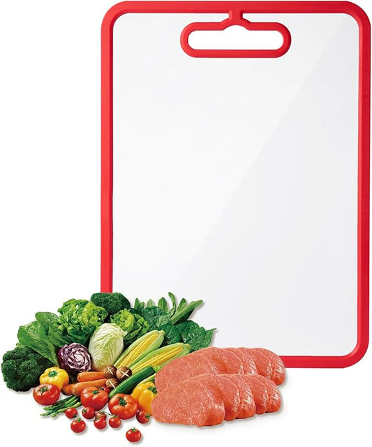 Tempered Glass Cutting Board for Kitchen Counter, Chopping Board with Non-Slip Edges, non toxic cutting board Set dishwasher safe, Heat & Shatter Resistant (Red 12.6"×8.6"）