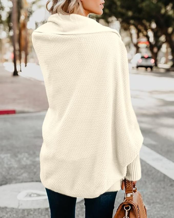 Imily Bela Women's Kimono Batwing Cable Knitted Slouchy Oversized Wrap Cardigan Sweater