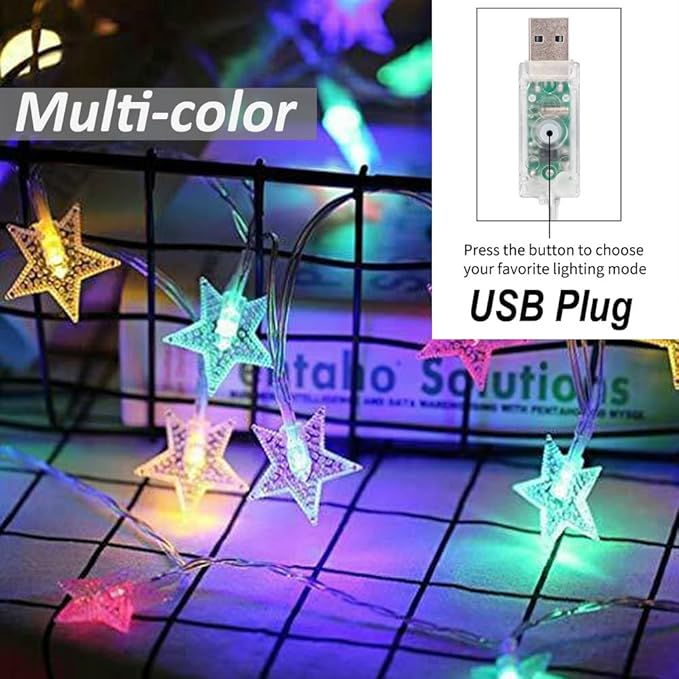 Solhice 40ft Color Changing Star String Lights for Bedroom 120 LEDs, Indoor Fairy Lights USB Powered with Remote, Hanging Bunk Bed Lights for Kids Room, Starry Lights for Dorm Decor