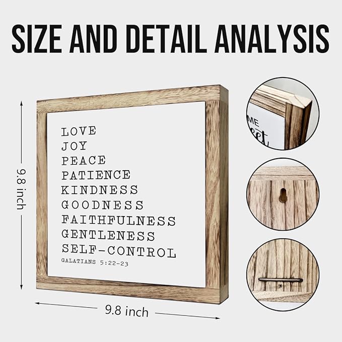 Scripture Sign, Love Joy Peace Sign, Wooden Plaques Box Signs, Inspirational Wood Sign, Motivational Desk Decor, Home Decor Accent, Bedroom Decor, Galatians 5:22-23 Sign, Christian Gift