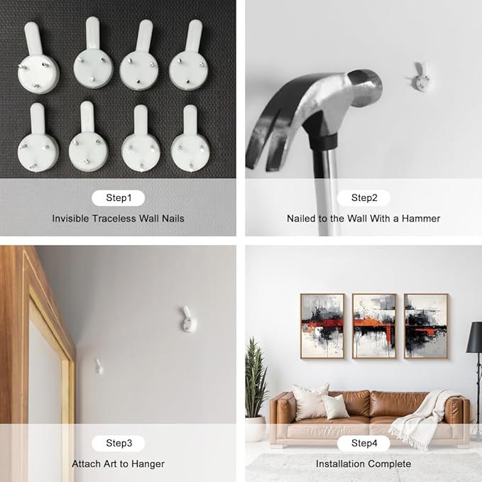 HOURIA Modern Abstract Framed Canvas Wall Art Set,Neutral Black and Orange Wall Decor,Textured Gray White Wall Painting,Pastel Strokes Art Prints for Living Room, Bedroom, Farmhouse-24 x36 x3