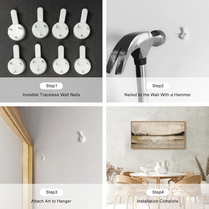 KAIRNE Large Abstract Mountain Lake Wall Art Set, Neutral Textured Canvas Wall Decor, Framed Nordic Tan Wall Painting, Nature Landscape Art Print for Bedroom, Living Room, Office - 20"x40"