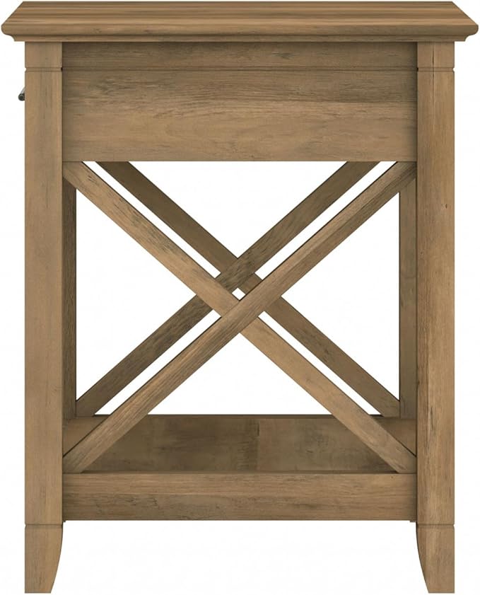 Bush Furniture Key West Small End Table with Storage | Modern Farmhouse Accent Shelf for Living Room in Reclaimed Pine
