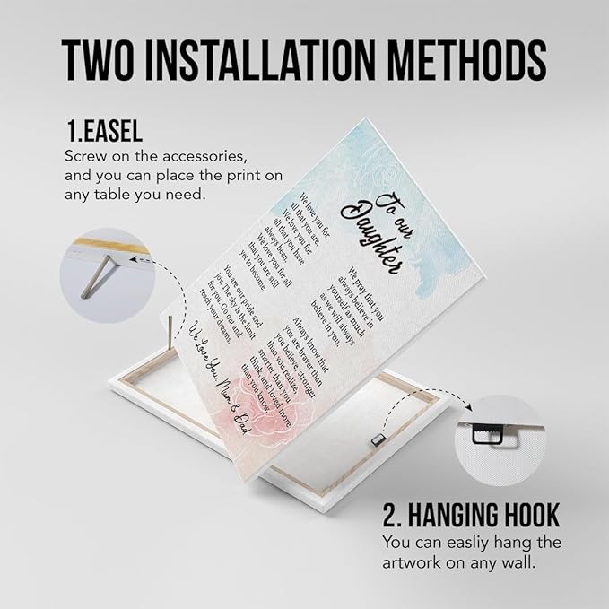 Inspirational Daughter Canvas Wall Art - Gifts for Daughter Canvas Prints Framed Paintings Artwork Ready to Hang Home Bedroom Girls Room Wall Decor 15 x 11.5 Inches