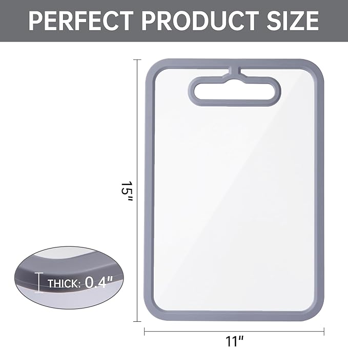 Tempered Glass Cutting Board for Kitchen Counter, Chopping Board with Non-Slip Edges, non toxic cutting board Set dishwasher safe, Heat & Shatter Resistant (Gray 15"×11")