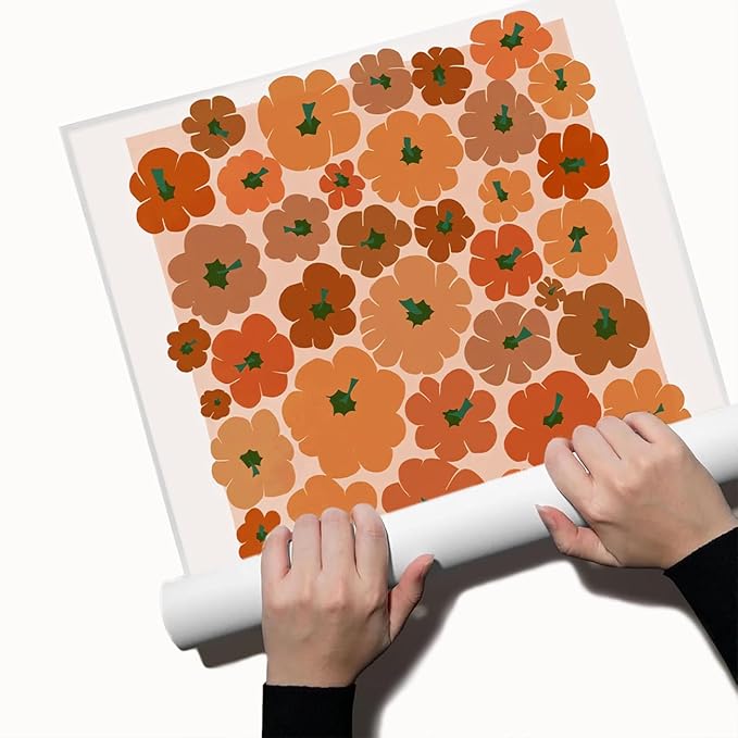Modern Autumn Wall Art Pumpkin wall art Vintage Pumpkin poster Large Fall Canvas Print posters Autumn 70s colors fall wall art Modern Pumpkins decor 24x36 Unframed