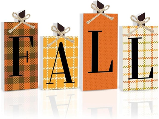 Fall Decorations for Home Thanksgiving Decorations Indoor Autumn Decor Sign Fall Gifts for Women Men Plaid Fall Centerpieces for Dining Table Farmhouse Harvest Kitchen Bathroom Bedroom Office