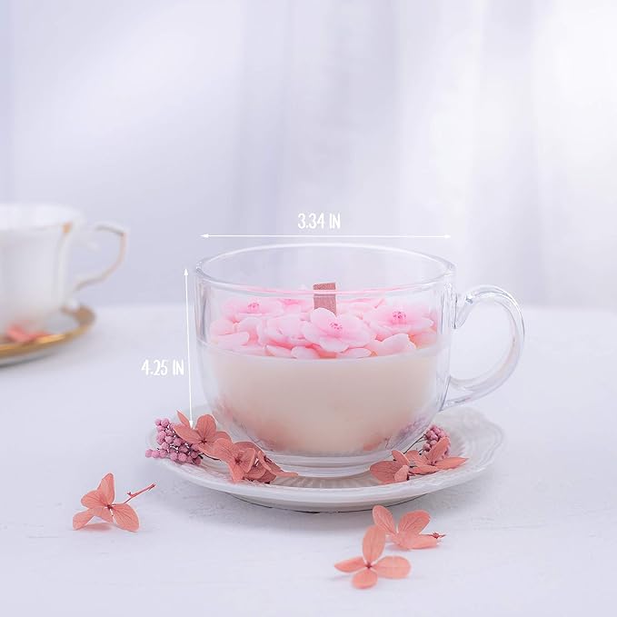 Romantic Sakura Cup Scented Soy Candle for Birthday Gift Wedding Favor