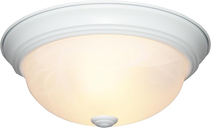 Designers Fountain 1257L-WH-AL Decorative 3-Light Flush Mount, White Finish with White Alabaster Glass, 15 in