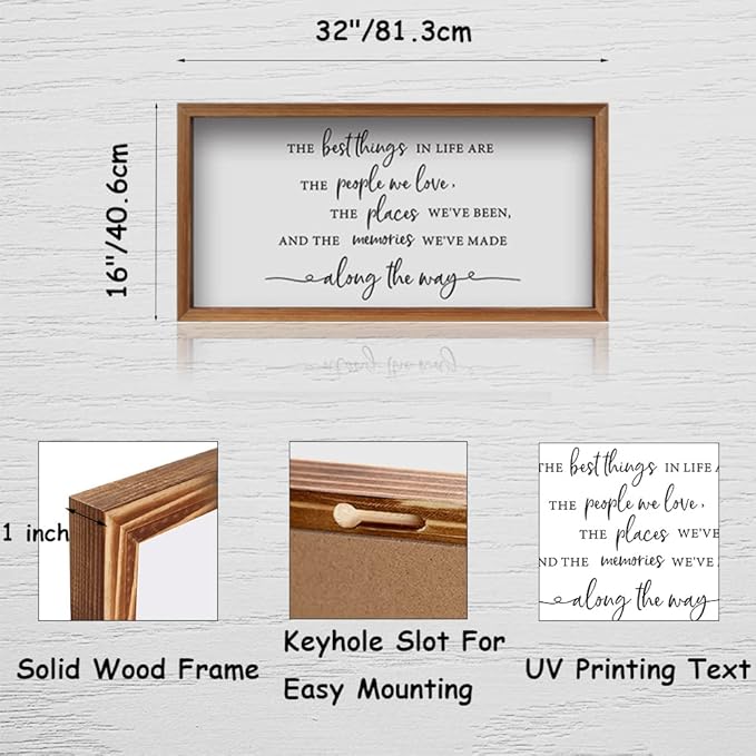 CHDITB The Best Things in Life Framed Wood Sign Plaque(16"×32"), Wooden Wall Table Sign with Scripture Bible Verse Quotes, Vintage Family Sign Housewarming for Home Bedroom Farmhouse Guest Room