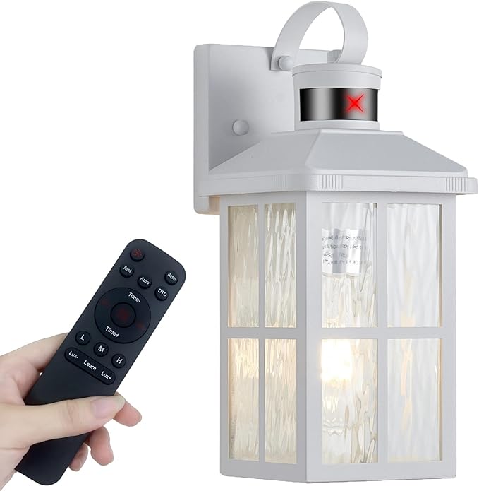 Porch Lights Outdoor with Remote Control: Motion Sensor Exterior Lighting Fixtures Intelligent 3 Lighting Modes Outdoor Wall Lights Sconce Lights for House Patio Front Door Garage