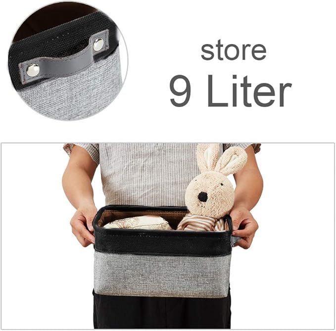 DECOMOMO Small Storage Basket, Closet Storage Bins, Baskets for Organizing Shelves (Grey & Black, Small - 6 Pack)