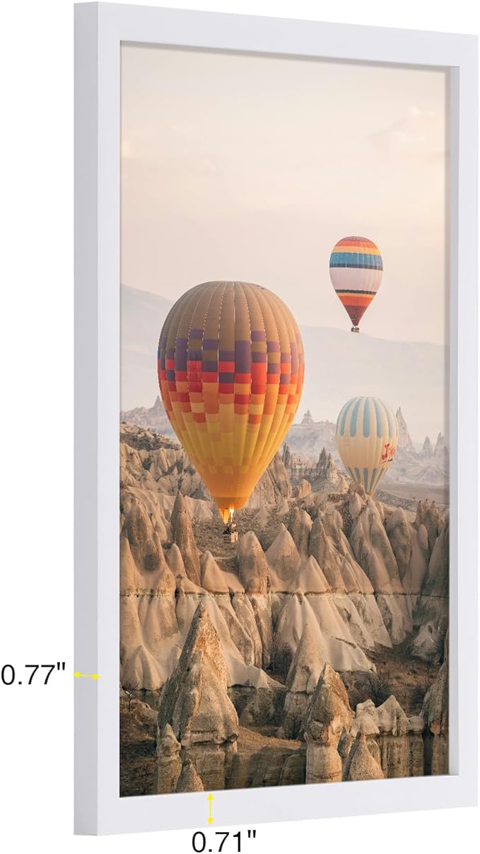 Vittanly 12x18 Poster Frame for Wall, Plexiglass, Displays Picture 11x17 with Mat or 12x18 without Mat, PVC Frame Material, Horizontal or Vertical Hanging, 1 Pack, White