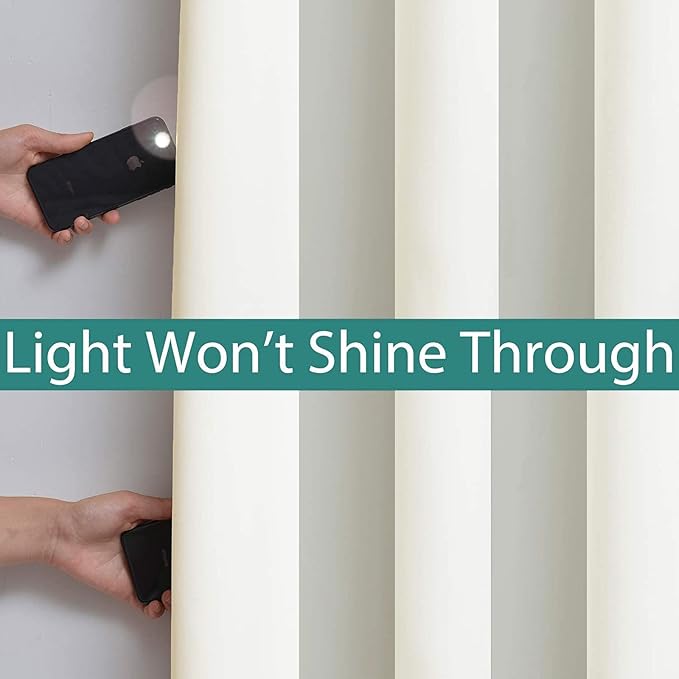 Yakamok Total Blackout Extra Wide Patio Sliding Door Curtains, Grommet Thermal Insulated Blind Curtains, Sliding Glass Door Panel for Living Room/Space Room Divider, Cream, W100 x L108, 1 Panel