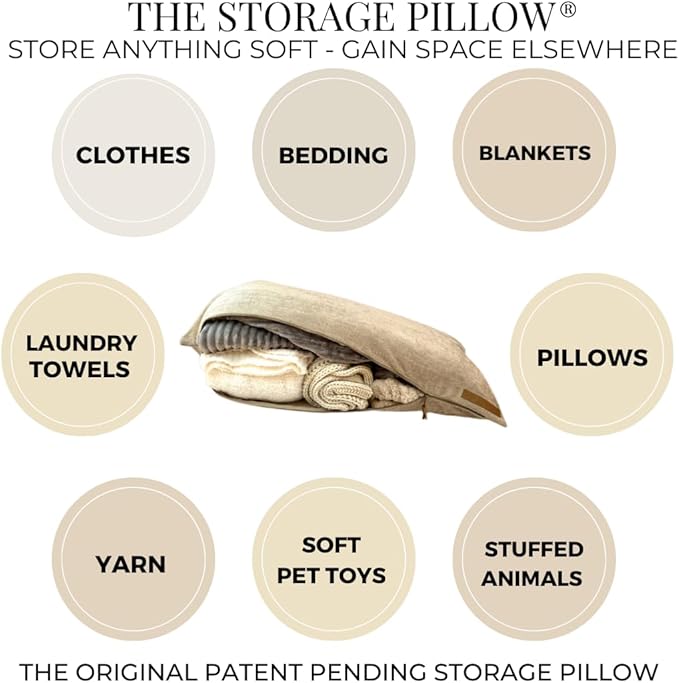 THE STORAGE PILLOW XL zippered storage Pillowcase FILL w Clothes Bedding Blankets to maximize Space - RV Camper Dorm Tiny Home Boat Inside Organization Ideas Accessories - Small Space Storage Solution