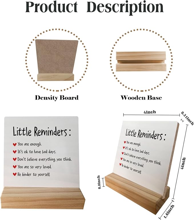 Little Reminders You are Enough Desk Plaque Sign with Stand,Dorm Signs for College Girls, Inspirational Signs Decor for Office Dorm Desk,Back to School Gifts for College Students (White 2)