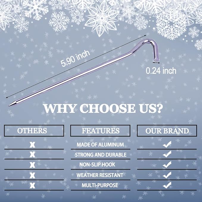 12 Pack Replacement 6.5ft Tethers and Aluminum Metal Stakes Tie Down Rope Strings Halloween Christmas Xmas Blow Up Inflatable Spikes Outdoor Holiday Yard Garden Lawn Decoration Camping Tent