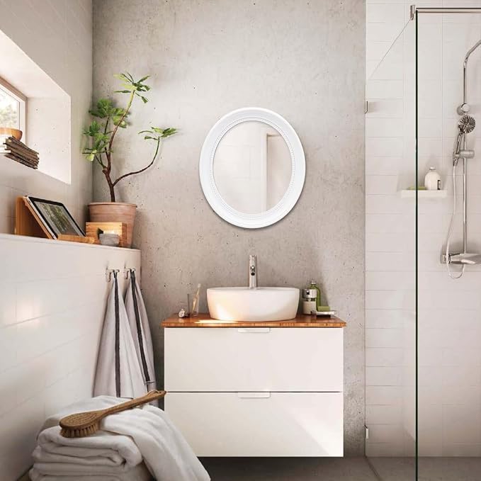 OIGUMR White Oval Bathroom Mirror Oval Wall Mirror 20 x 16.1 inch