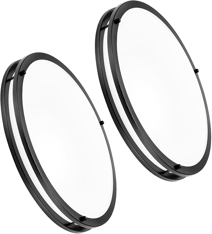 OOWOLF 16inch 48W LED Flush Mount Ceiling Light Fixture Dimmable, Super Bright Brushed Nickel Ceiling Light 4800LM 5000K Daylight White 480W Equivalent, Ceiling Lamp for Bedroom, Kitchen, 2-Pack