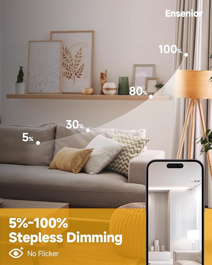 Ensenior 12 Pack 4 inch 5CCT LED Gimbal Led Recessed Light with Junction Box, 360°+90° Adjustable Directional Eyeball Lighting, Dimmable, 2700K/3000K/3500K/4000K/5000K, 950LM, 10W=85W-ETL&FCC