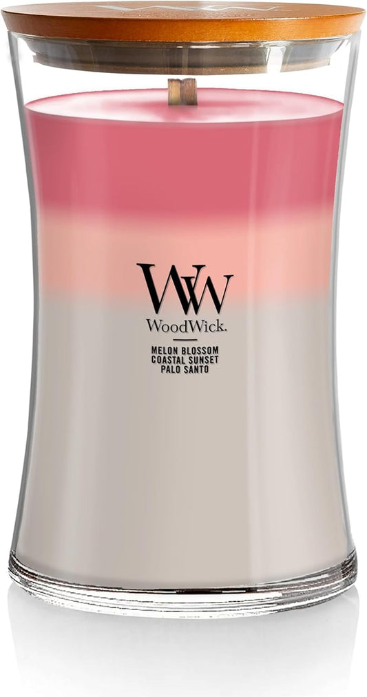 WoodWick Large Hourglass Candle Shoreline - Premium Soy Blend Wax Pluswick Innovation Wood Wick Made in USA