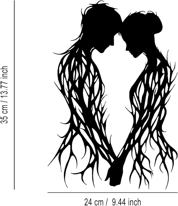 LIYOUYA Branch Couple Metal Wall Decor - Modern Love Room Decor Black Wall Art Home Decor for Living Room, Bathroom, Bedroom, Dining Room (Black)