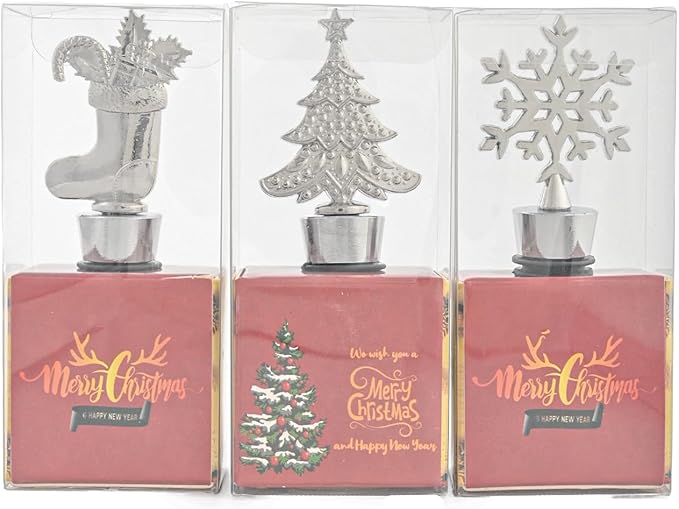 Set of 6 Christmas Wine Stopper for Xmas Decorative,Christmas party decoration gift,Bridal Shower or Baby Shower Party Favors Gifts for Guests Christmas Decorations Souvenirs with