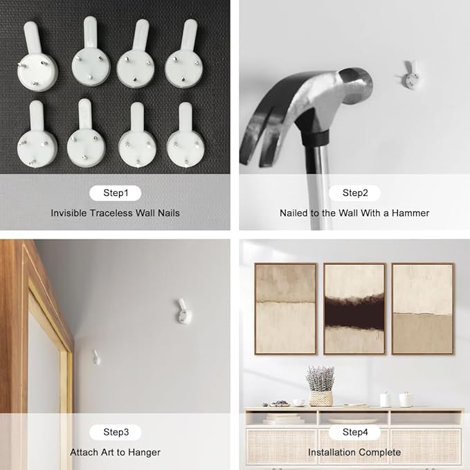 CHDITB Large Abstract Framed Canvas Wall Art Set, Modern Neutral Wall Decor, Minimalist Textured Wall Painting, Beige Blown Art Print for Living Room, Bedroom, Dining Room, Office, Bathroom -16"x24"x3