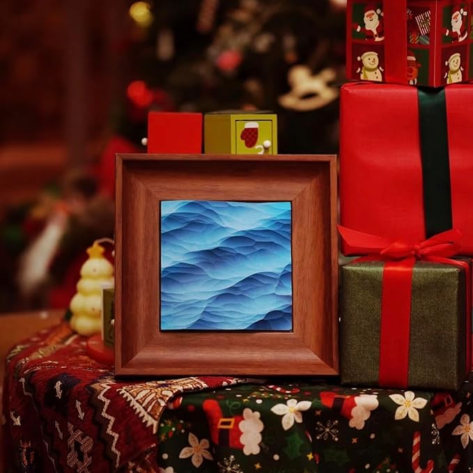 wall decor with Wave Carving Design, Creative Bedroom Decor,Wall decoration,wooden wall art. blue ocean-themed, handcrafted, new-home décor,gift for housewarming, Desk accessory（walnut-7.87in）