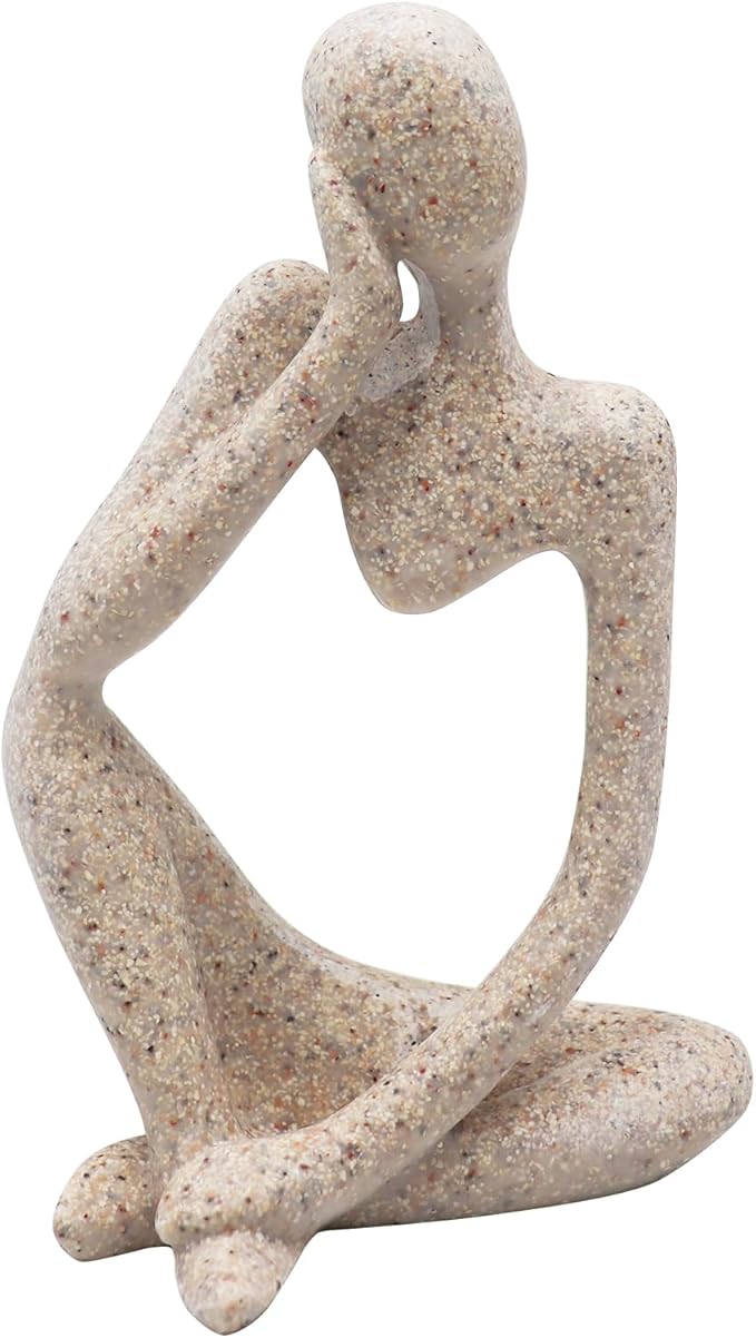 Thinker Statues and Sculptures, Sandstone Resin Thinker Statue Ornaments, Abstract Style Sculptures, Housewarming Gifts, Living Room Dining Desk Decorations (Right, Super Large)