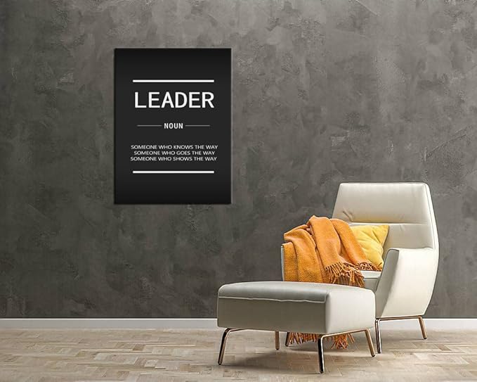 Canvas Wall Art Inspirational Leader Noun Painting Poster Office Decoration Inspiring Entrepreneur Positive Quotes Inspiration Picture Print Wooden Frame Artwork Ready to Hang[30″W X 40″H]