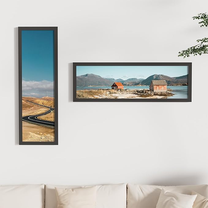 Vittanly 8x24 Picture Frame with Plexiglass - Large Black Poster Frame for Wall Display - Durable PVC Design - 1 Pack