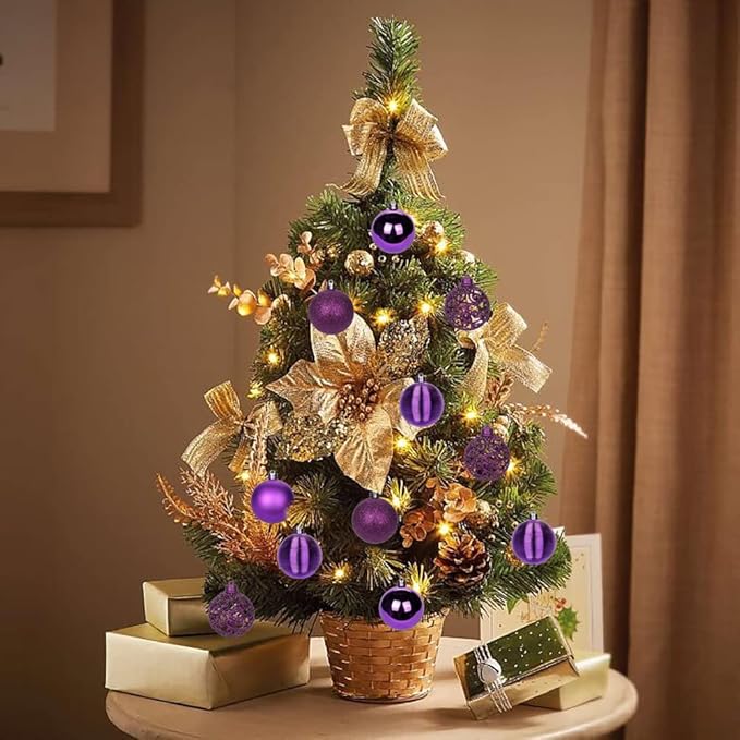 30PCS 2.36" Christmas Ball Ornaments Shatterproof Purple Christmas Tree Decorations Xmas Tree Balls Halloween Ornaments Décor