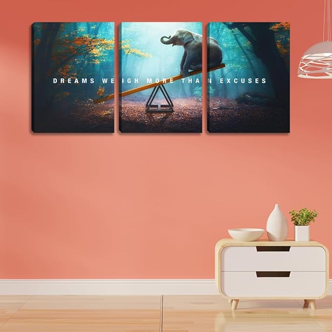 3 Pieces Motivational Office Wall Decor Entrepreneur Canvas Wall Art Posters Prints Paintings Picture Artwork Inspirational Positive Home Bedroom Living Room Wall Decorations Framed (36" Wx16 H)